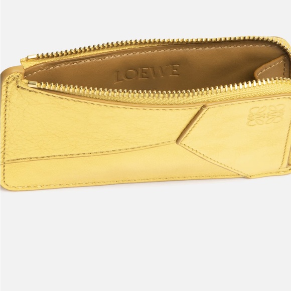 NWT Loewe Puzzle Coin Cardholder Wallet Metallic Gold Leather - Picture 3 of 8